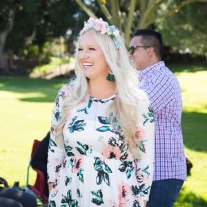 Maternity white floral maxi dress